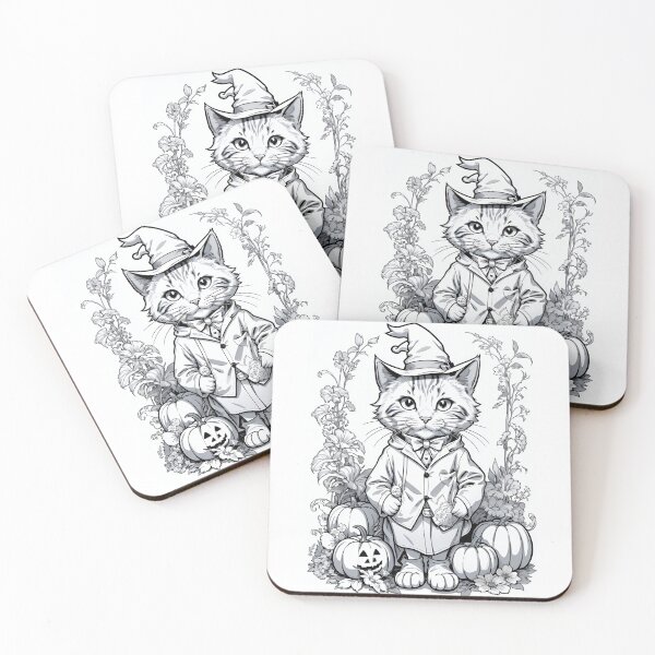 Item preview, Halloween student wizard cat - black and white style designed and sold by DigitalEmporio.