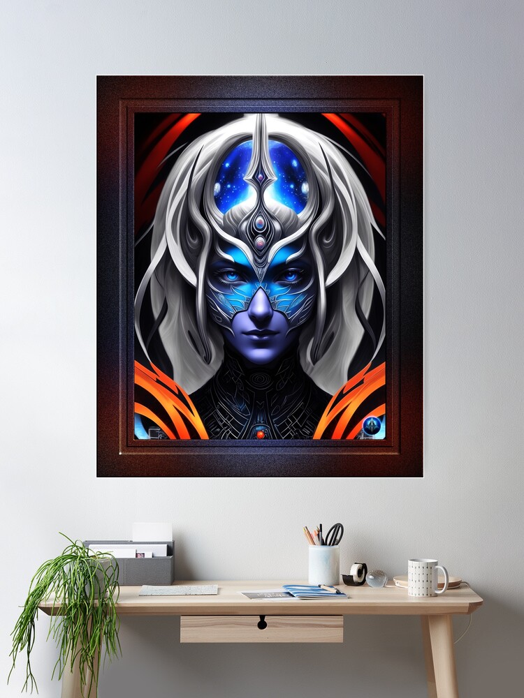 Chrycilla Of The Ogdulian Tribe AI Concept Art by Xzendor7 - A Woman Of Ethereal Beauty 2 Chrycilla Of The Ogdulian Tribe Captivating AI Concept Art Portrait by Xzendor7 Wall Decor Poster
