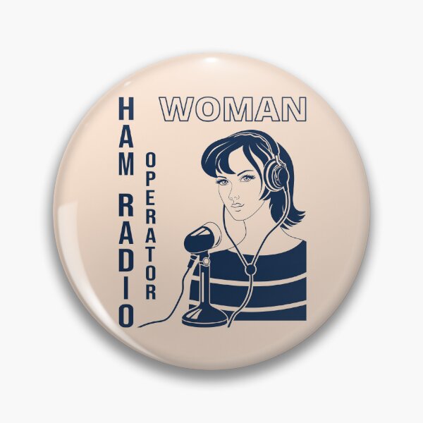 Item preview, Woman HAM Radio Operator gentian blue on beige designed and sold by tuzlay.