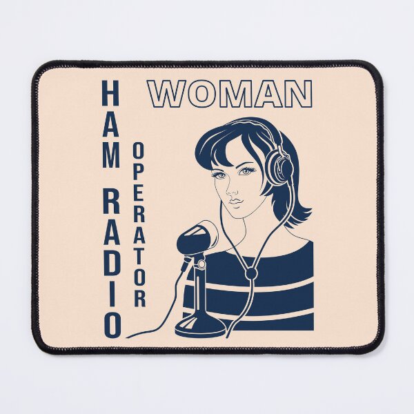 Item preview, Woman HAM Radio Operator gentian blue on beige designed and sold by tuzlay.