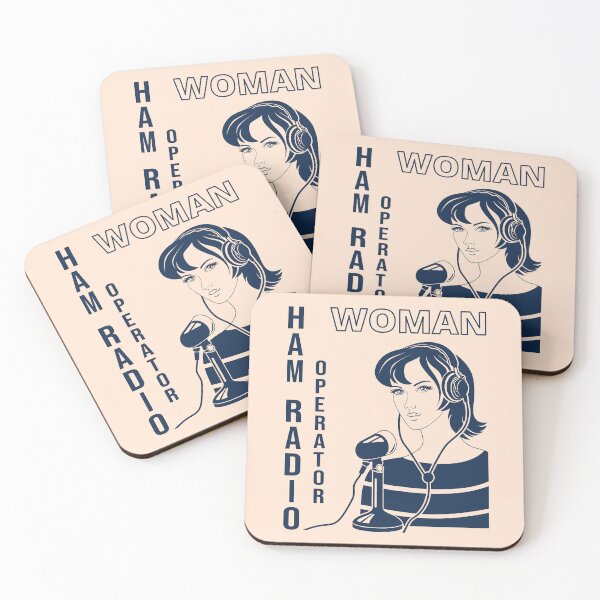 Item preview, Woman HAM Radio Operator gentian blue on beige designed and sold by tuzlay.
