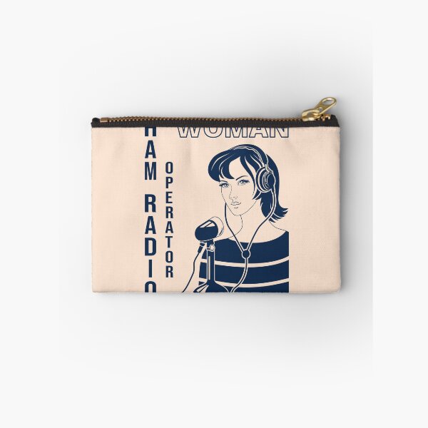 Item preview, Woman HAM Radio Operator gentian blue on beige designed and sold by tuzlay.