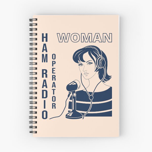 Item preview, Woman HAM Radio Operator gentian blue on beige designed and sold by tuzlay.