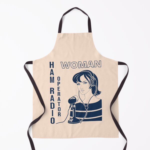 Item preview, Woman HAM Radio Operator gentian blue on beige designed and sold by tuzlay.