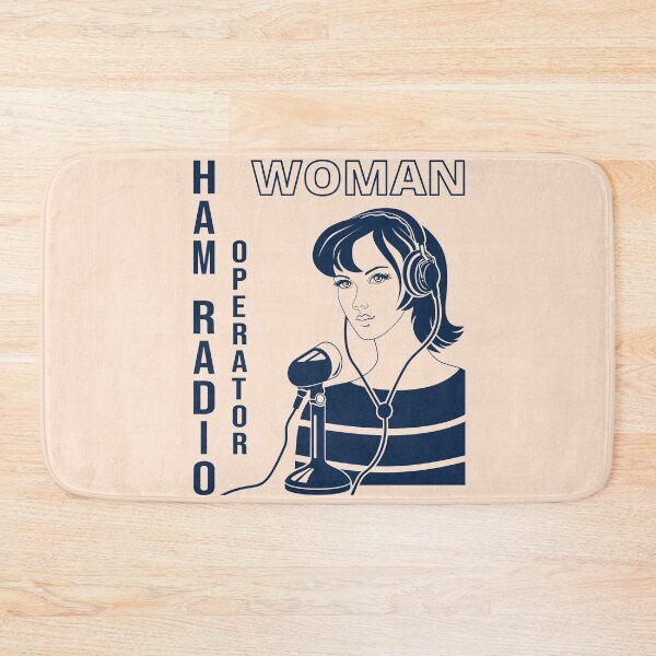 Item preview, Woman HAM Radio Operator gentian blue on beige designed and sold by tuzlay.
