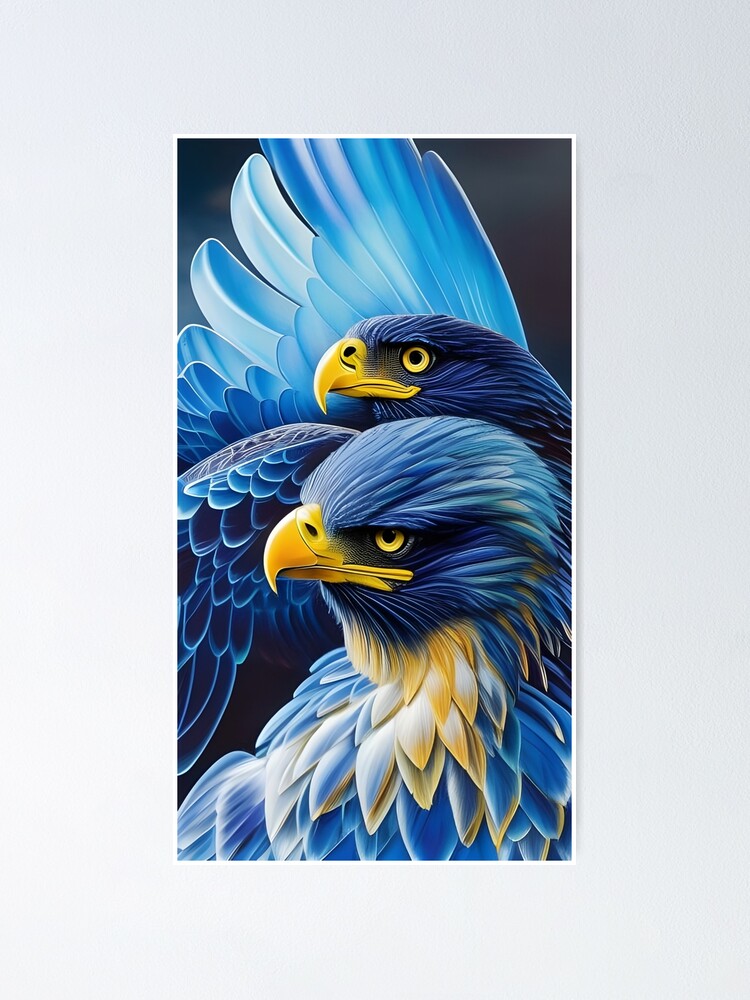 Eagle with Blue Feathers, Ai Generated Art  Poster for Sale by AC