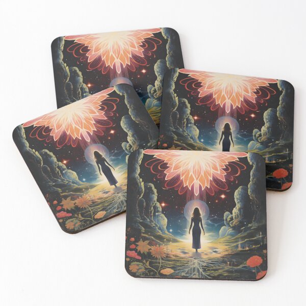 Item preview, Fairy Space Landscape of Flower Meadow and Dreaming Woman and Shining Stars and Cosmic Sky designed and sold by Je-we.