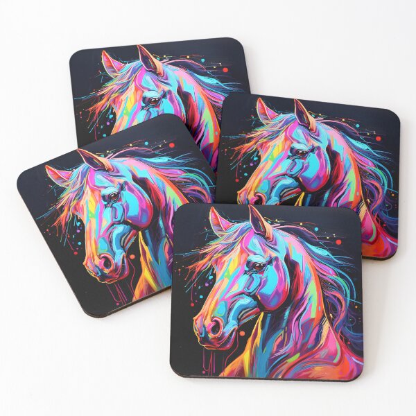 Item preview, colorful neon horse print, designed and sold by dcrc.