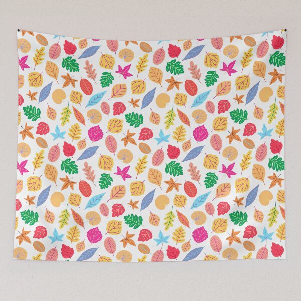 Item preview, Rainbow bright vibrant botanical leaves pattern designed and sold by Nicola-Rowe.