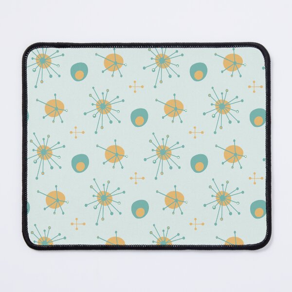 Item preview, Atomic Mid Century Starburst Pattern Aqua Orange designed and sold by trdstudio.