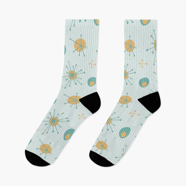 Item preview, Atomic Mid Century Starburst Pattern Aqua Orange designed and sold by trdstudio.