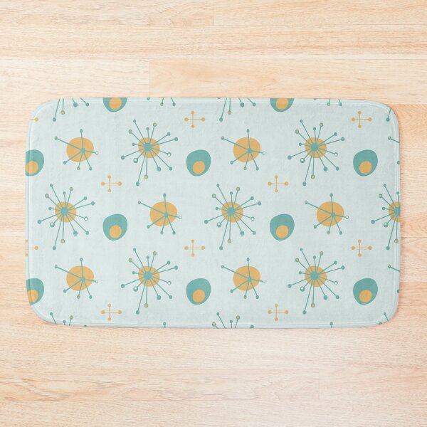 Item preview, Atomic Mid Century Starburst Pattern Aqua Orange designed and sold by trdstudio.