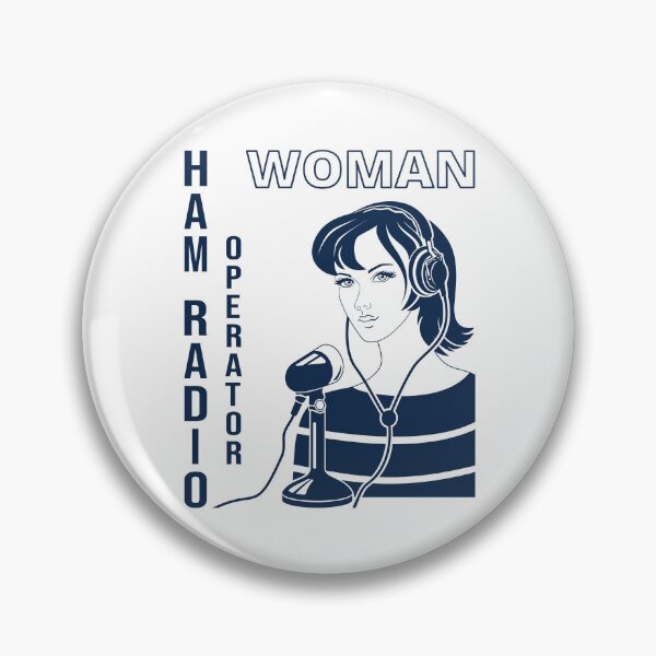 Item preview, Woman HAM Radio Operator gentian blue on white designed and sold by tuzlay.