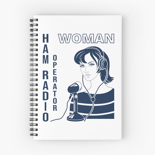 Item preview, Woman HAM Radio Operator gentian blue on white designed and sold by tuzlay.
