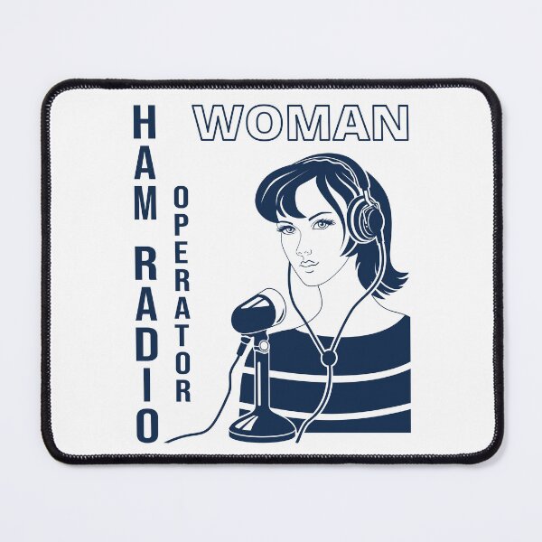 Item preview, Woman HAM Radio Operator gentian blue on white designed and sold by tuzlay.