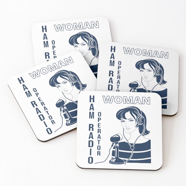 Item preview, Woman HAM Radio Operator gentian blue on white designed and sold by tuzlay.