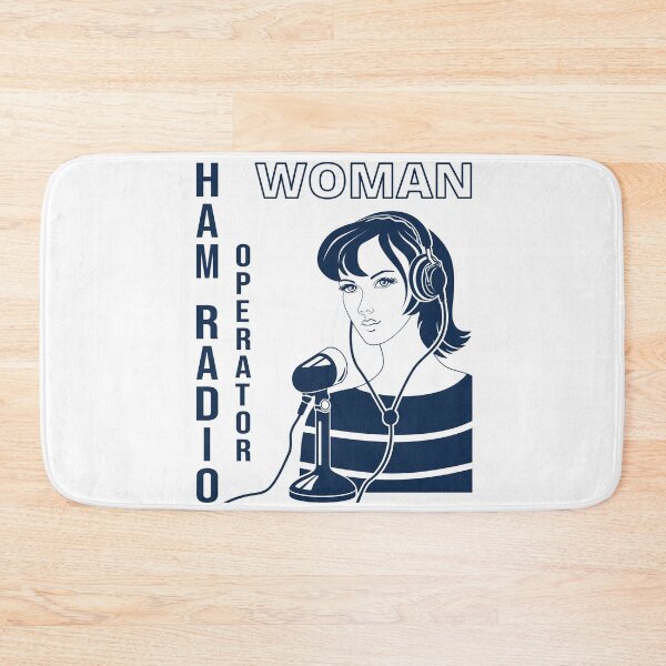 Item preview, Woman HAM Radio Operator gentian blue on white designed and sold by tuzlay.