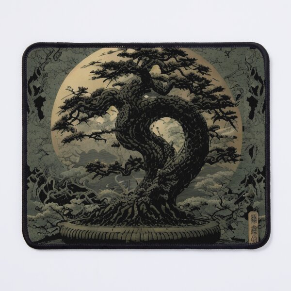 Item preview, Bonsai Tree and Moon - Japanese Traditional Artwork Drawing designed and sold by HideTheInsanity.