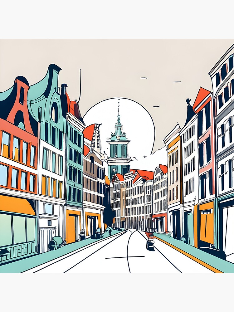 Thumbnail 3 of 3, Pin, Amsterdam City Skyline Drawing designed and sold by Patricks-Art.