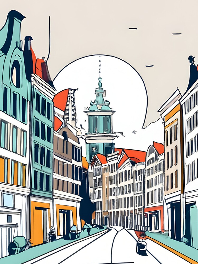 Thumbnail 4 of 4, iPhone Case, Amsterdam City Skyline Drawing designed and sold by Patricks-Art.
