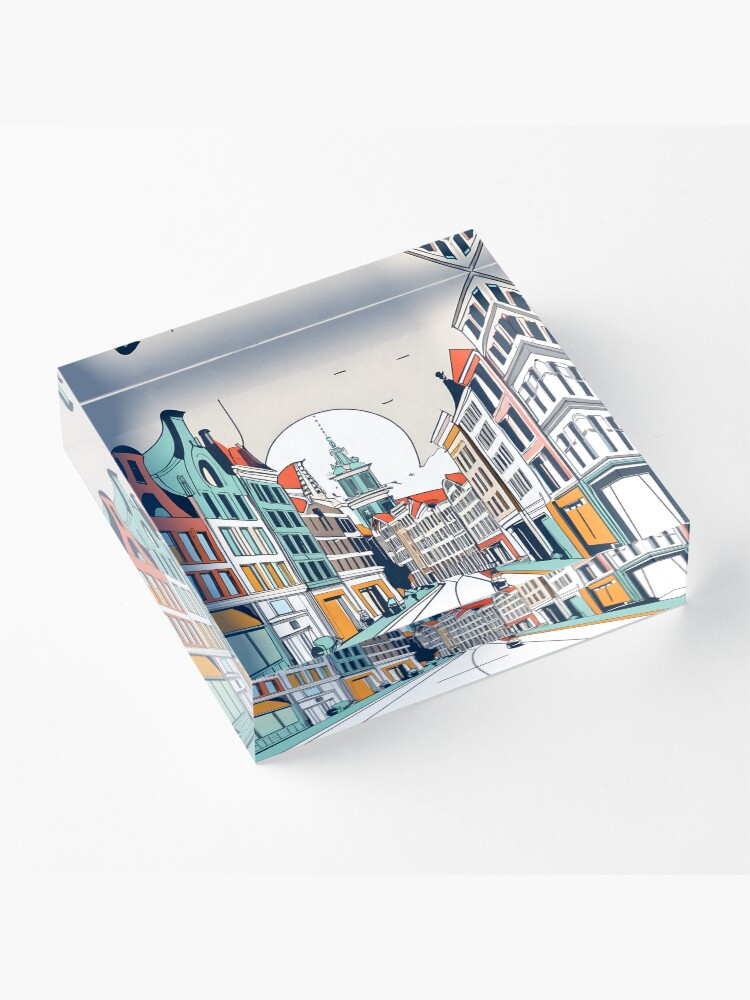 Thumbnail 3 of 5, Acrylic Block, Amsterdam City Skyline Drawing designed and sold by Patricks-Art.