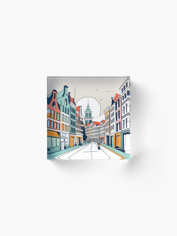 Thumbnail 2 of 5, Acrylic Block, Amsterdam City Skyline Drawing designed and sold by Patricks-Art.