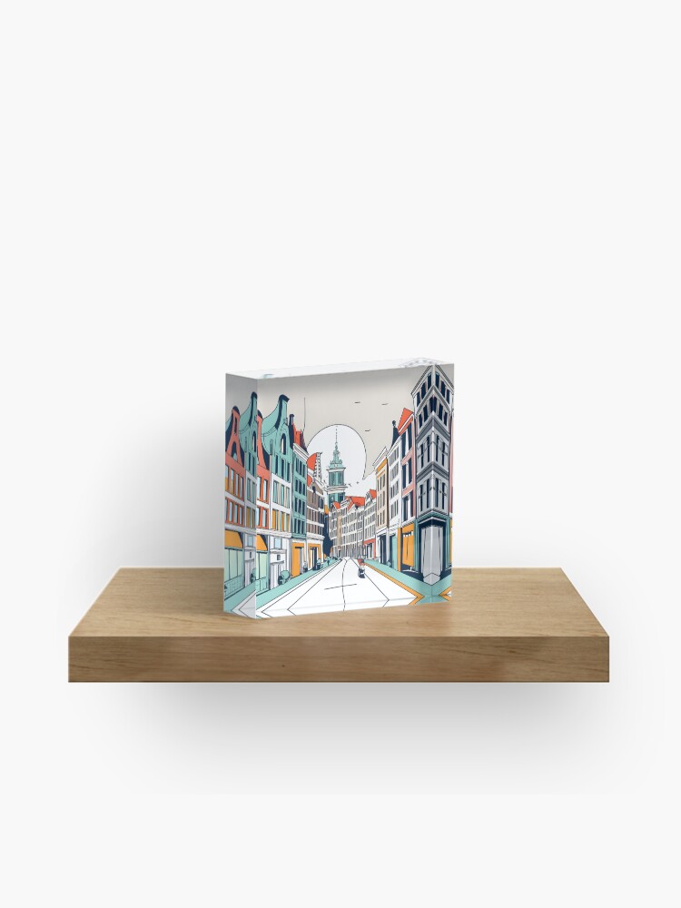 Thumbnail 1 of 5, Acrylic Block, Amsterdam City Skyline Drawing designed and sold by Patricks-Art.