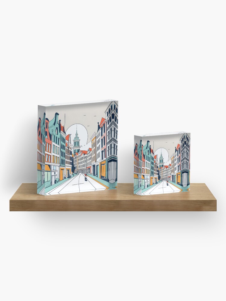 Thumbnail 4 of 5, Acrylic Block, Amsterdam City Skyline Drawing designed and sold by Patricks-Art.