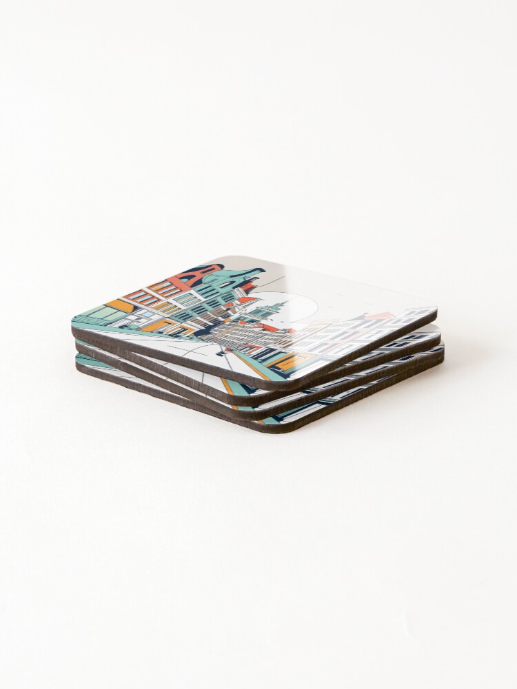 Thumbnail 4 of 5, Coasters (Set of 4), Amsterdam City Skyline Drawing designed and sold by Patricks-Art.