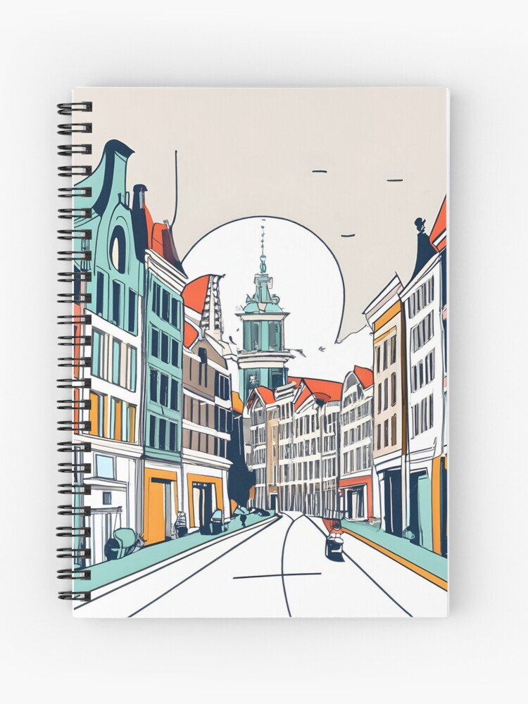 Thumbnail 1 of 3, Journal, Amsterdam City Skyline Drawing designed and sold by Patricks-Art.