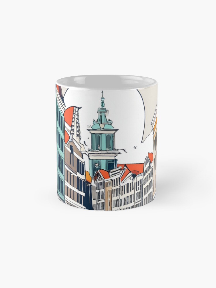 Thumbnail 4 of 6, Coffee Mug, Amsterdam City Skyline Drawing designed and sold by Patricks-Art.