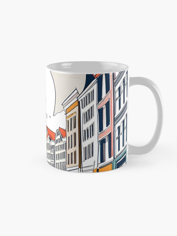 Thumbnail 5 of 6, Coffee Mug, Amsterdam City Skyline Drawing designed and sold by Patricks-Art.