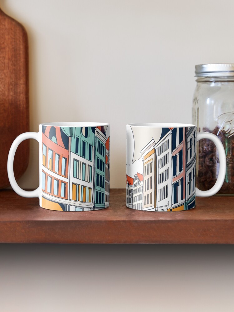 Thumbnail 2 of 6, Coffee Mug, Amsterdam City Skyline Drawing designed and sold by Patricks-Art.
