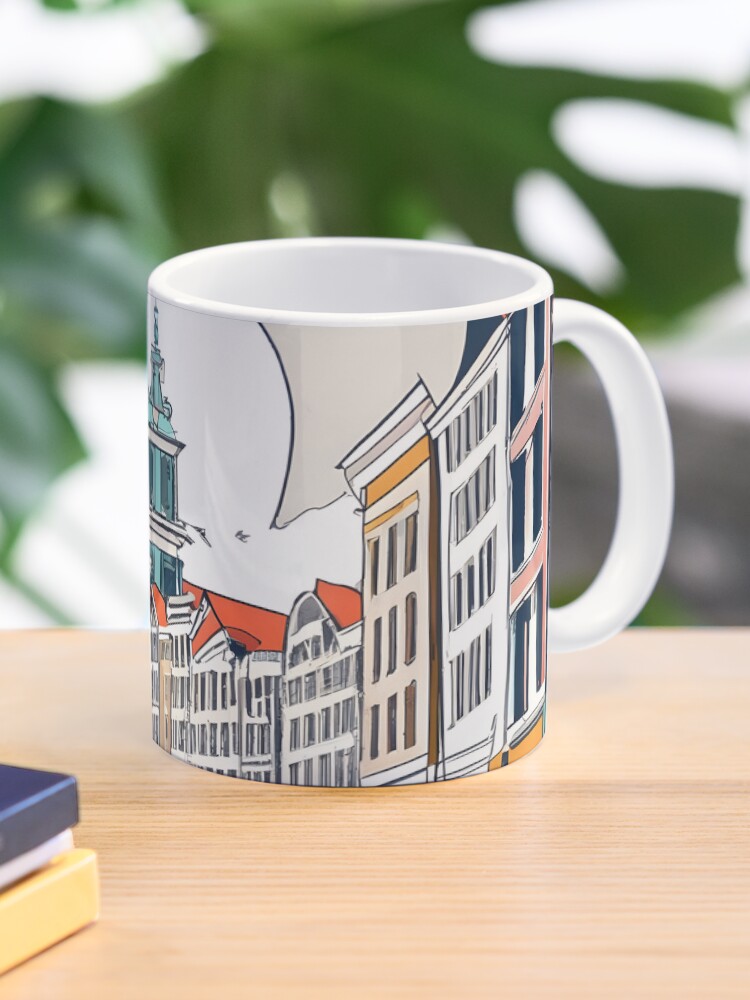 Thumbnail 1 of 6, Coffee Mug, Amsterdam City Skyline Drawing designed and sold by Patricks-Art.