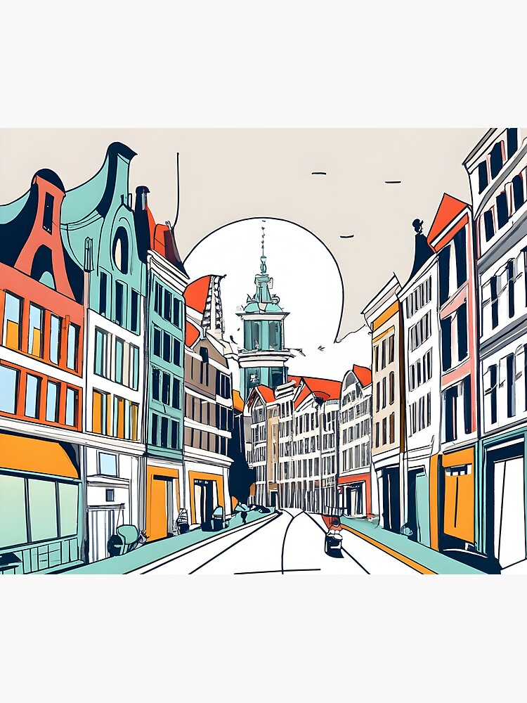 Thumbnail 5 of 5, Mouse Pad, Amsterdam City Skyline Drawing designed and sold by Patricks-Art.