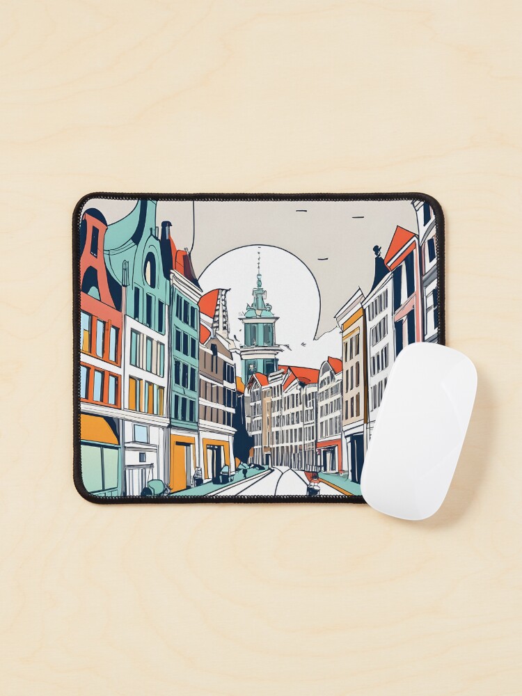 Thumbnail 1 of 5, Mouse Pad, Amsterdam City Skyline Drawing designed and sold by Patricks-Art.