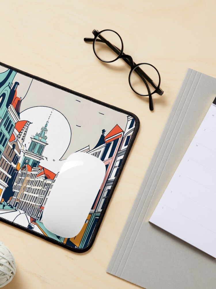 Thumbnail 3 of 5, Mouse Pad, Amsterdam City Skyline Drawing designed and sold by Patricks-Art.