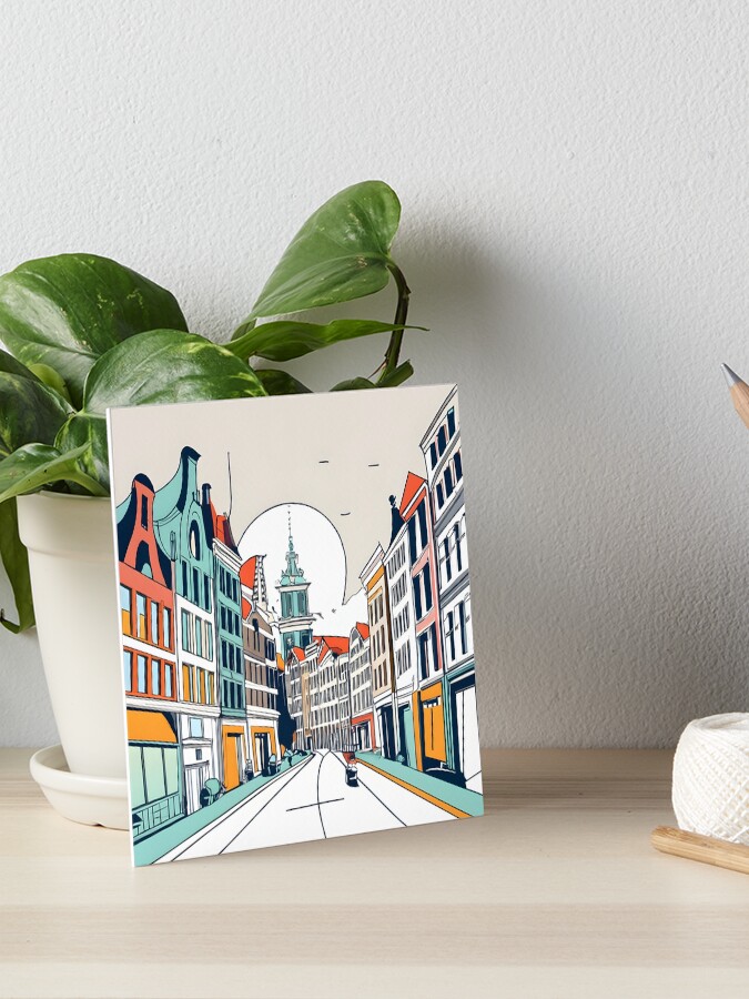 Thumbnail 1 of 2, Art Board Print, Amsterdam City Skyline Drawing designed and sold by Patricks-Art.