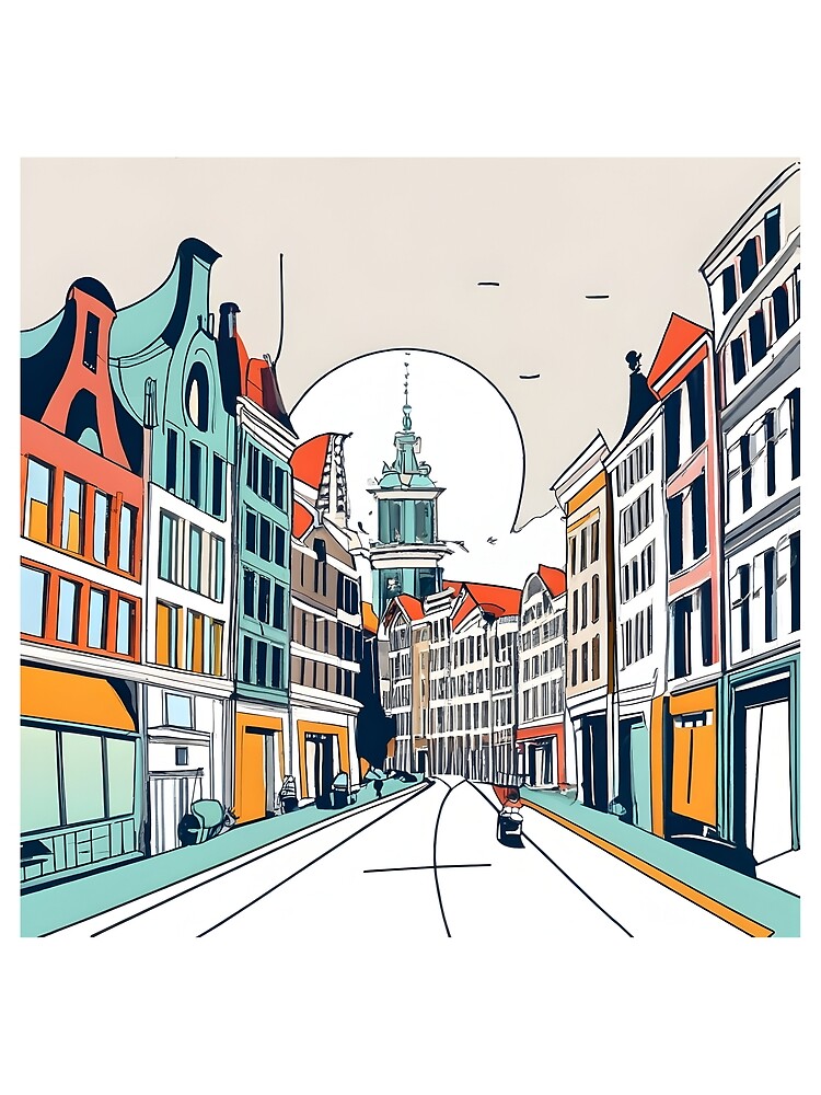Thumbnail 3 of 3, Scarf, Amsterdam City Skyline Drawing designed and sold by Patricks-Art.