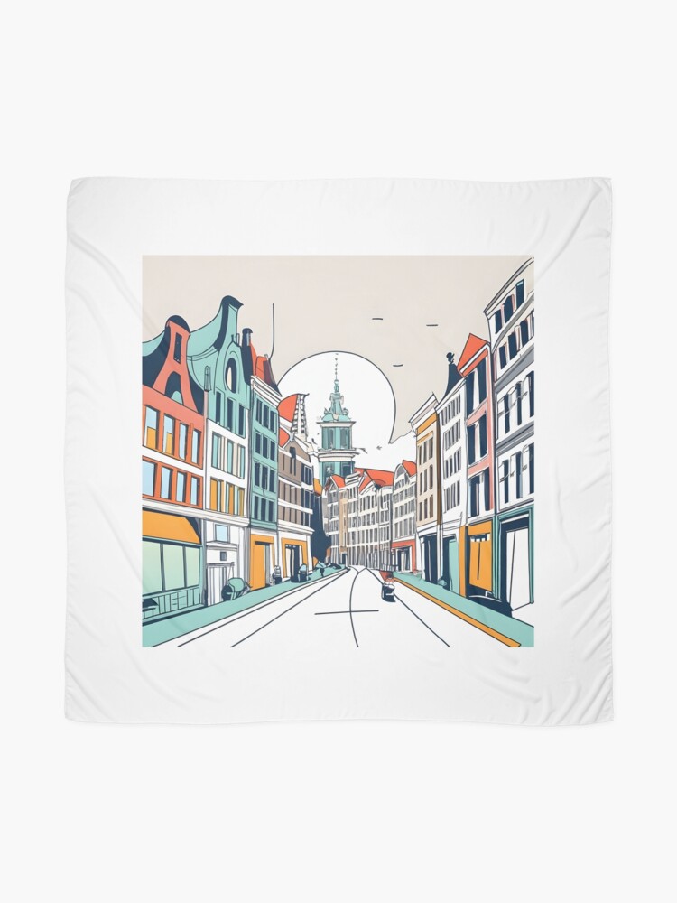 Thumbnail 2 of 3, Scarf, Amsterdam City Skyline Drawing designed and sold by Patricks-Art.