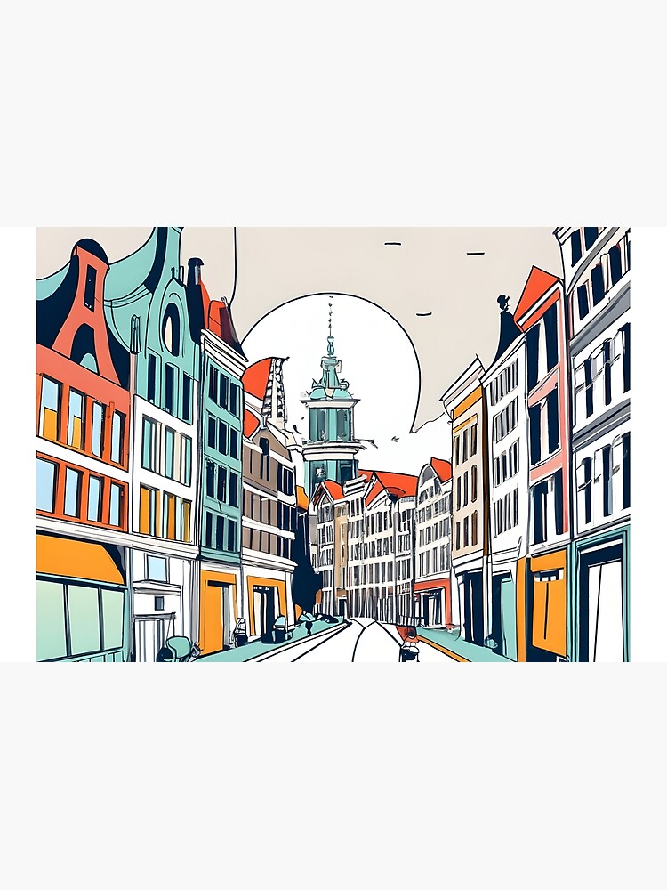 Thumbnail 2 of 2, Laptop Skin, Amsterdam City Skyline Drawing designed and sold by Patricks-Art.