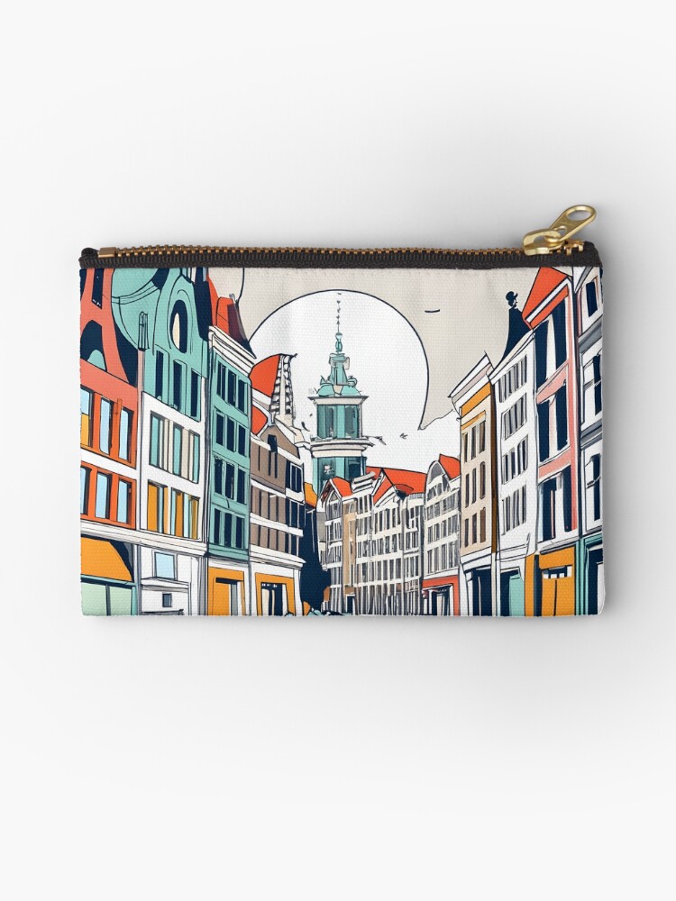 Thumbnail 1 of 4, Zipper Pouch, Amsterdam City Skyline Drawing designed and sold by Patricks-Art.
