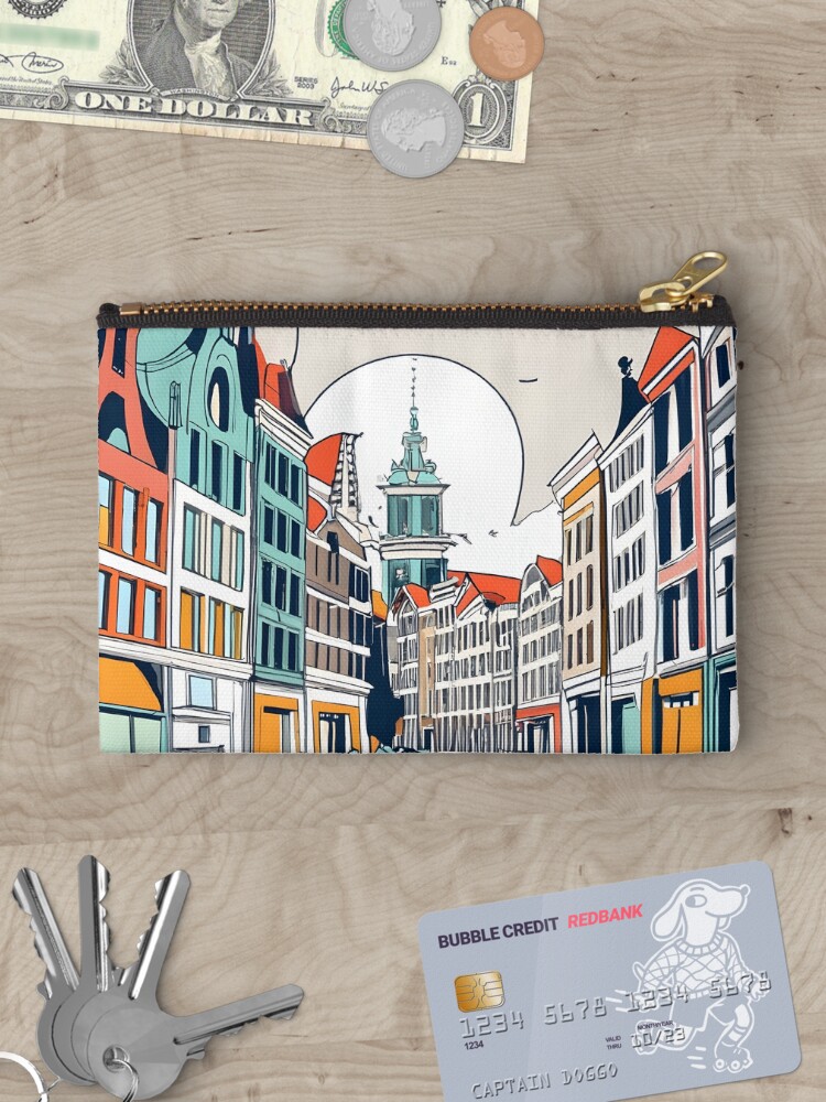 Thumbnail 3 of 4, Zipper Pouch, Amsterdam City Skyline Drawing designed and sold by Patricks-Art.