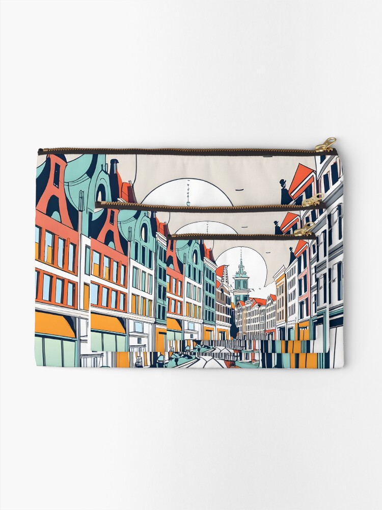 Thumbnail 2 of 4, Zipper Pouch, Amsterdam City Skyline Drawing designed and sold by Patricks-Art.