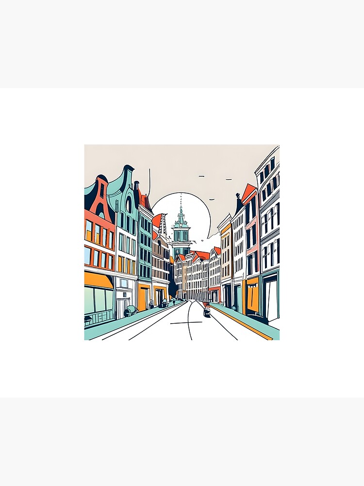 Thumbnail 5 of 5, Shower Curtain, Amsterdam City Skyline Drawing designed and sold by Patricks-Art.