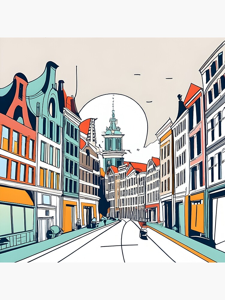 Thumbnail 4 of 4, Pillow, Amsterdam City Skyline Drawing designed and sold by Patricks-Art.