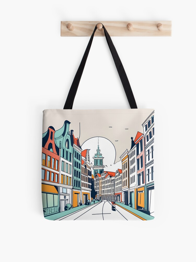 Thumbnail 1 of 2, Tote Bag, Amsterdam City Skyline Drawing designed and sold by Patricks-Art.