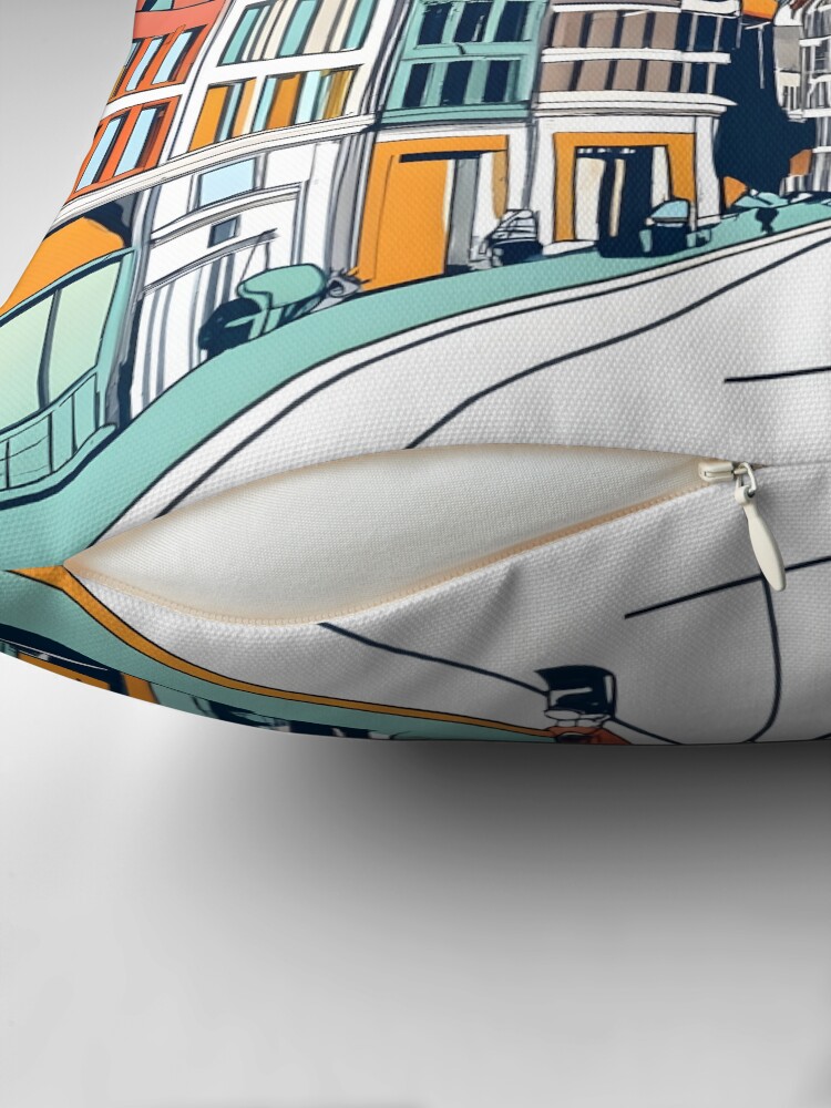 Thumbnail 2 of 4, Pillow, Amsterdam City Skyline Drawing designed and sold by Patricks-Art.