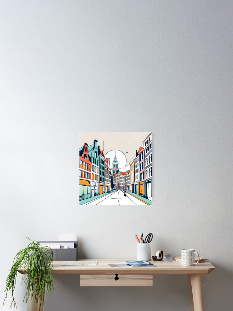 Thumbnail 2 of 3, Poster, Amsterdam City Skyline Drawing designed and sold by Patricks-Art.