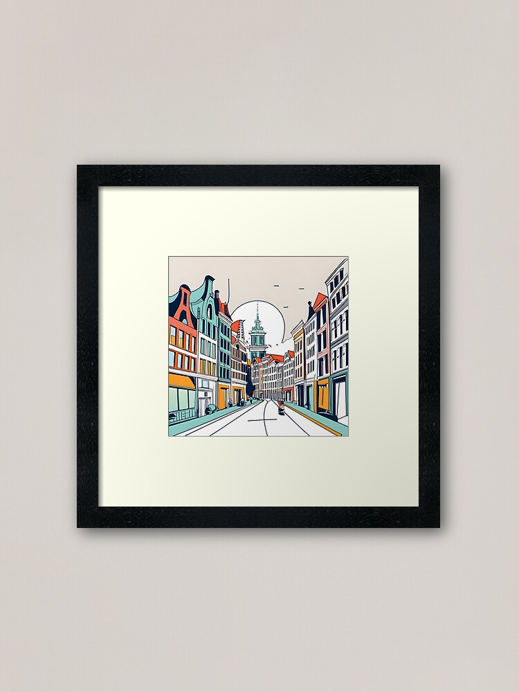 Thumbnail 1 of 7, Framed Art Print, Amsterdam City Skyline Drawing designed and sold by Patricks-Art.
